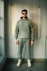 Men’s cgreen solid fleece co-ord set