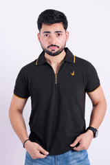 Vestoj Black zipper polo shirt