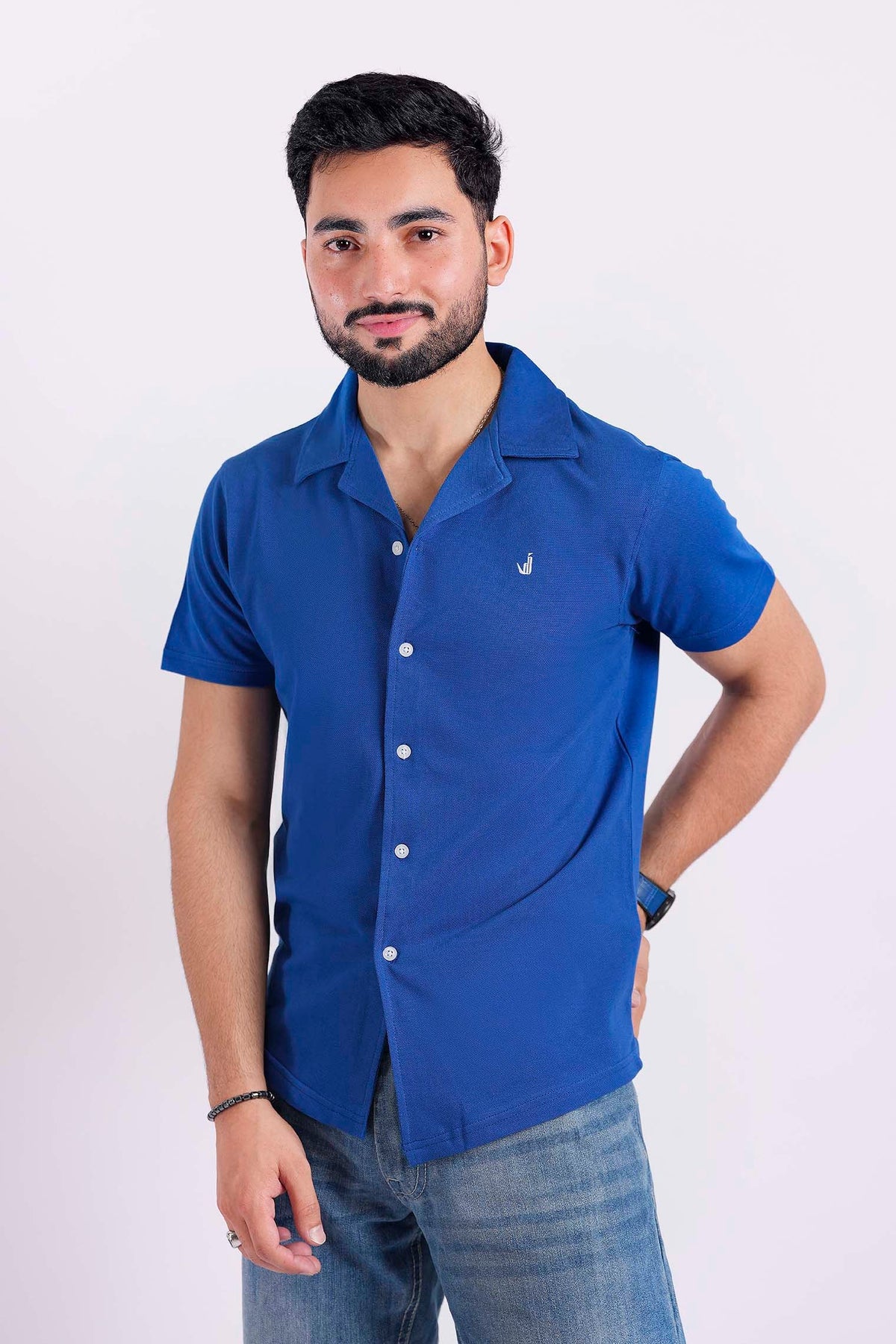 Royalblue button polo shirt