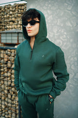 Men’s solid green fleece co-ord set