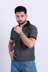 Charcol zipper polo shirt