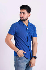 Royalblue button polo shirt