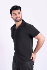 Blackish button polo shirt