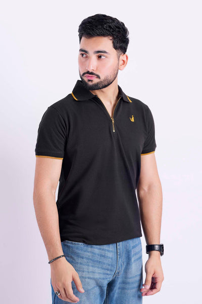 Vestoj Black zipper polo shirt