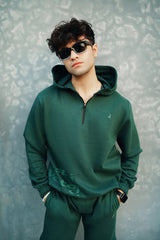 Men’s solid green fleece co-ord set