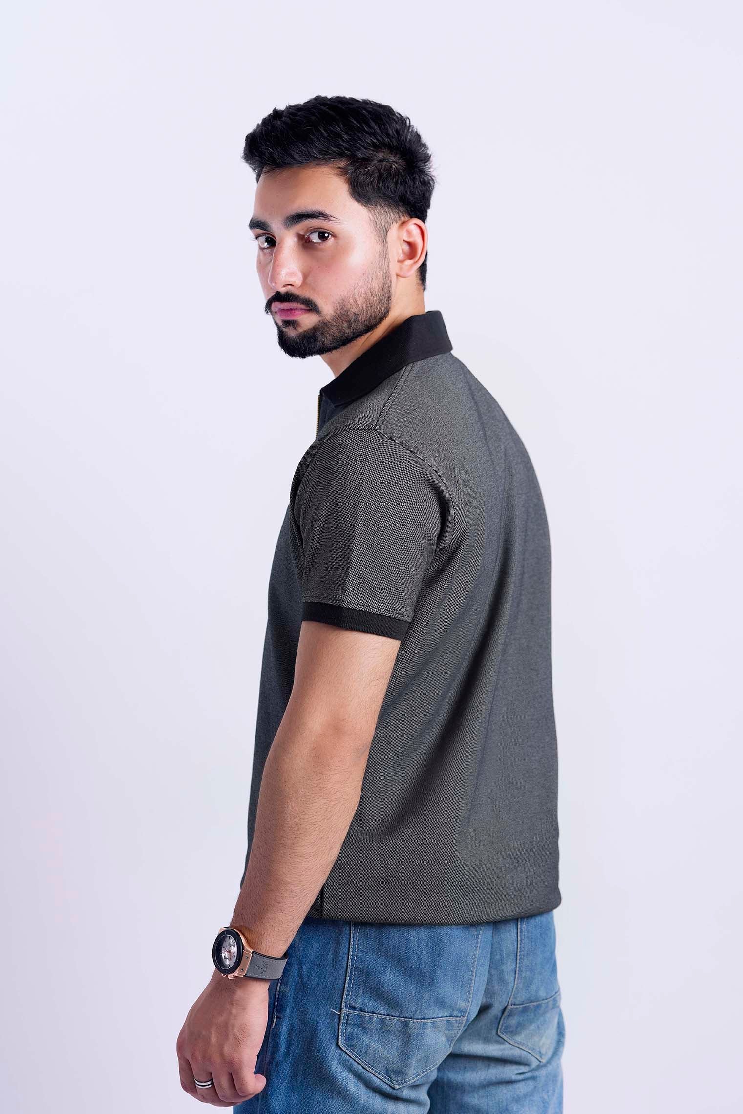 Charcol zipper polo shirt