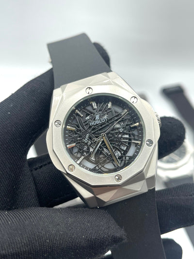 Hub DIAMOND CUT watch silver black