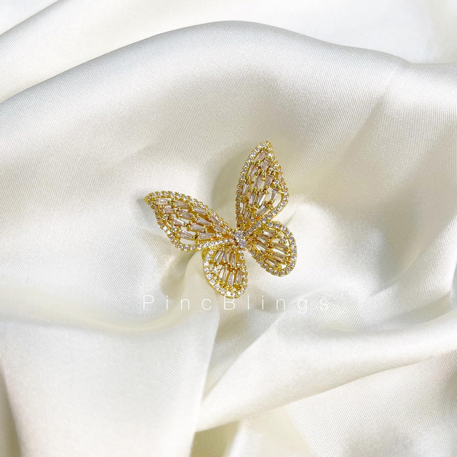 Pb-zirconic butterfly ring golden