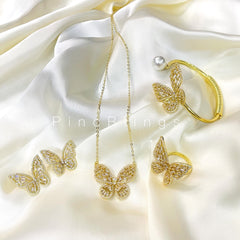 Pb-zirconic butterfly set golden