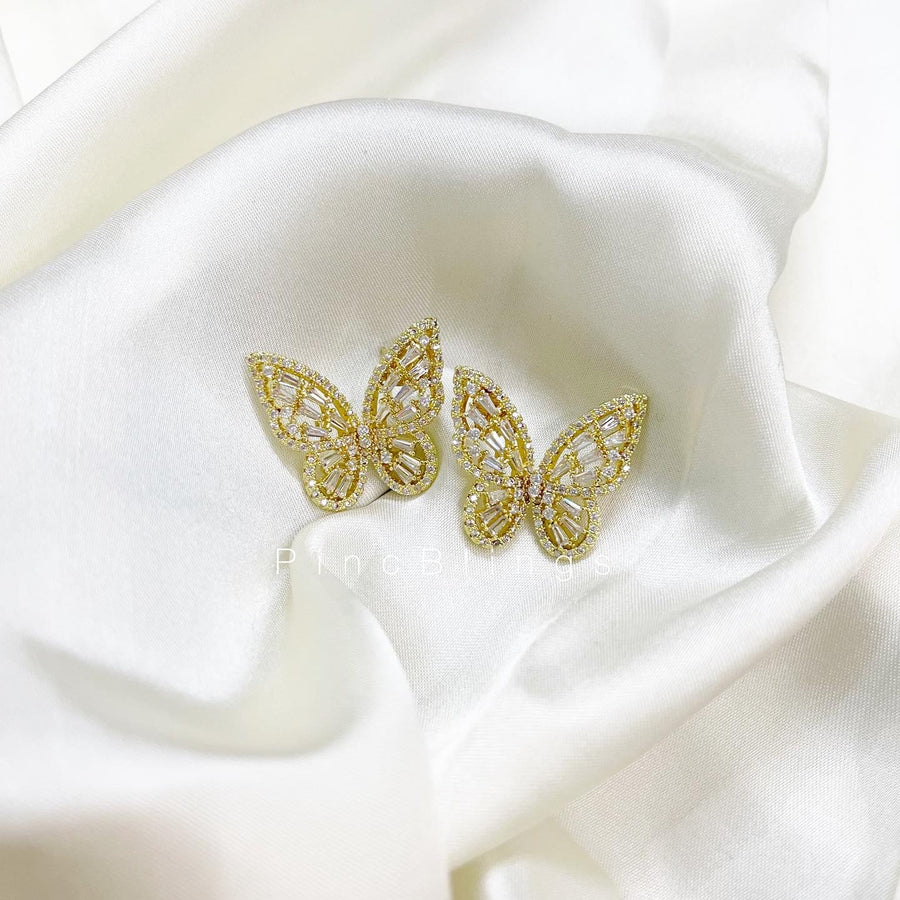 Pb-zirconic butterfly studs gold